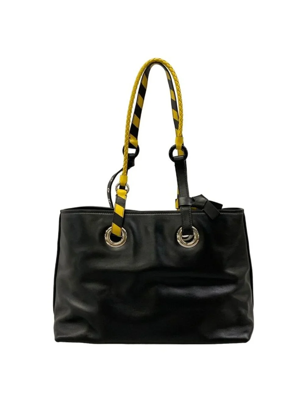 Miu Miu Tote Black Yellow Leather